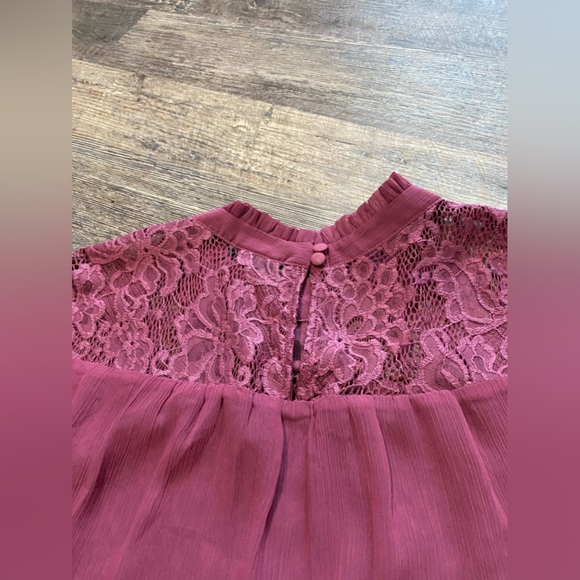 Torrid Women’s Chiffon over Lace Rose Pink top SZ 0/12/L - Picture 6 of 16